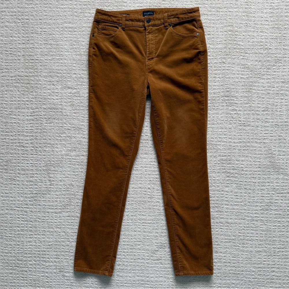 TALBOTS | Caramel Corduroy Straight Leg Pants Sz 6 - Picture 2 of 7